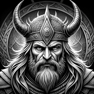 viking walhalla perfect realistic art, high-definition, high-definition grey and black, white background 