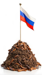 Куча говна с глистами и с российским флагом