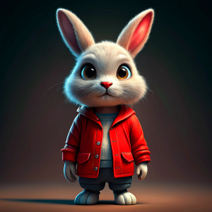 bunny in casual red clothes 