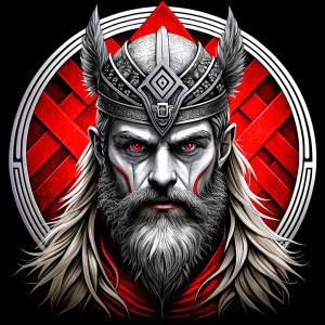 walhalla, viking warrior,  runics face, black work, white backrounds