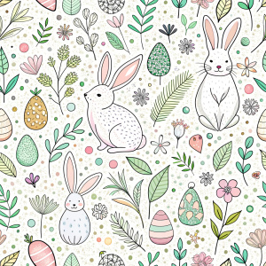 easter minimalist doodles seamless pattern tile, white ground