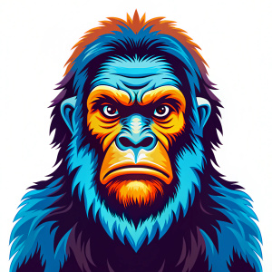 BigFoot, mascot cartoon character, flat design, isolated on white background