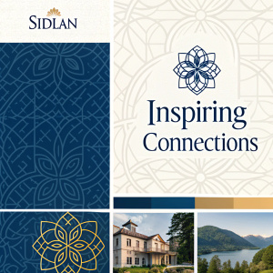 Official brand guide for Sidlan featuring logo, tagline positioning rules, and a refined color scheme.