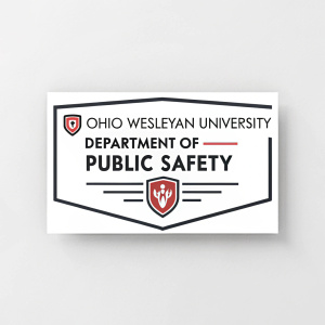 Modern, minimalist logo for Ohio Wesleyan University Department of Public Safety. White background with black text.