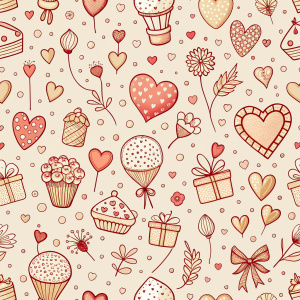 valentine day minimalist doodles for seamless pattern tile, light background