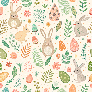 easter minimalist doodles seamless pattern tile, white ground