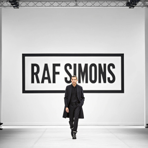 Fashion brand RAF SIMONS logo, minimalist design with bold sans-serif font.