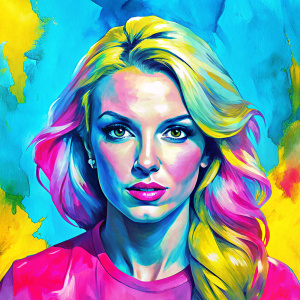 britney spears al estilo de Andy Warhol con colores pop art 