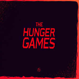 A simple Hunger Games title logo with bold, sans-serif font in red color.