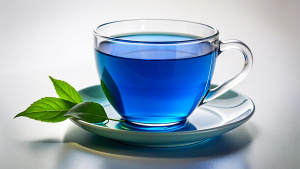 category blue tea with leave. In home