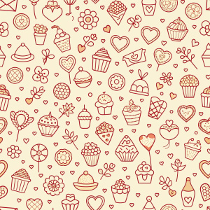 valentine day minimalist doodles for seamless pattern tile, light background