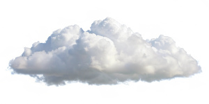 white cloud cutout isolated on a white background, front view, 4K quality