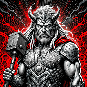 god thor with hammer perfect realistic art, high-definition, high-definition grey and black, white background 