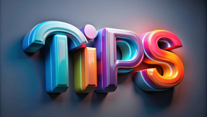 write a Text in 3D Style "tips" colour strokes 