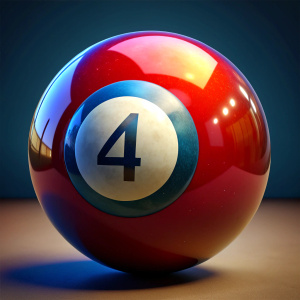 ultra realistic number 4 heaven looking colored billiard ball 