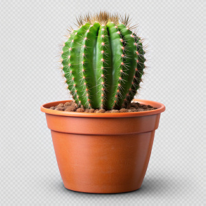 Potted cactus plant isolated on transparent background