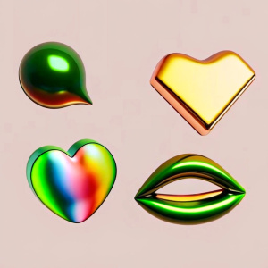 3d plastic collection lips, heart, bubble chats