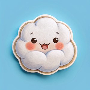 cotton sticker for massages in telegram stickers style. the emotion of happy. without people . little cute