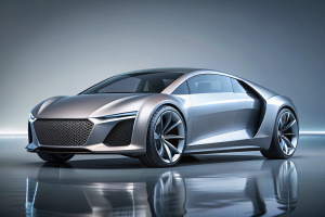 Audi car of the future 2060, gray gradient background