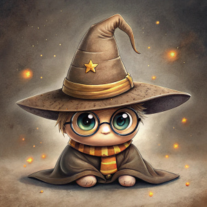 Harry Potter Sorting Hat sweet drawing, full-length drawing, cute draw