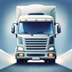 camion blanco Scania realista, de frente.