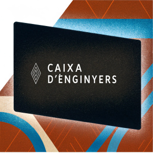 Simple black and grey logo design for Caixa d'Enginyers. The logo is centered with a sleek, minimalist approach.