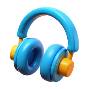 3D rendering of a headphones. Fatty. Bright Illustration in cartoon, plastic, clay 3D style. Isolated on a white background
