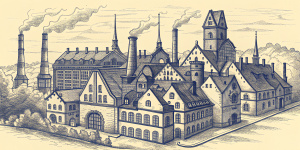 Northern industrial town, Late 19th century german architecture. City.