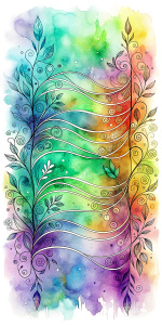 Decorative lines and colorful watercolor background