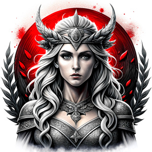 Frigg - Nordic Goddess perfect realistic art, high-definition grey and black, white background tattoo design