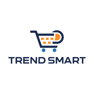 Create an online store logo with the name TrendSmart. The logo should consist only of the name, be without background and in black and white color.