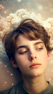 A person with a dreamy expression