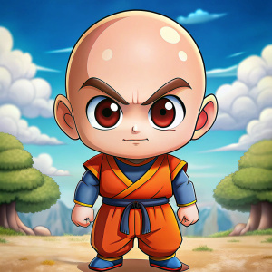 krillin, chibi, big eyes, big head