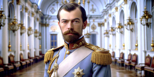 Nicholas II in the throne room of the Winter Palace.