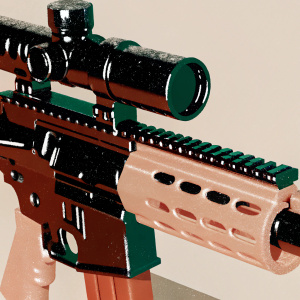 Highly detailed 3D model of the M15 A4 Carbine Rifle. Military grade weapon with long barrel. Rendered in a modern, digital 3D style.