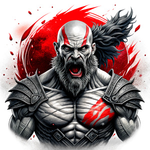 berserker tattoo design - perfect realistic art - high-definition - grey and black - white background 