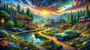 An observer of an altered reality where things are different. Cars, houses, trees
