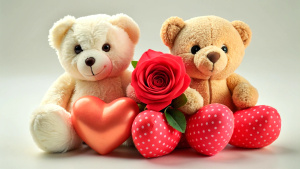 amores románticas rosas peluches y corazones 