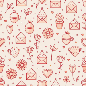 valentine day minimalist doodles for seamless pattern tile, light background