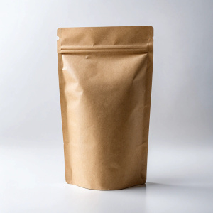 doypack, kraft paper, mockup, white background