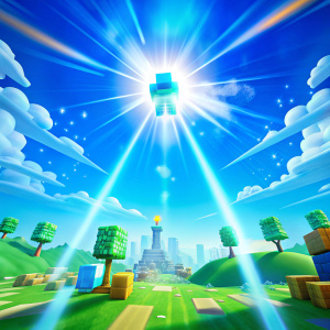 A bright background with a blue sky in the game Roblox