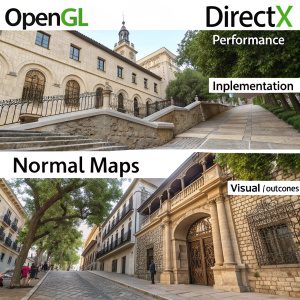 Comparison between OpenGL and DirectX normal maps. Detailed technical analysis of rendering techniques.