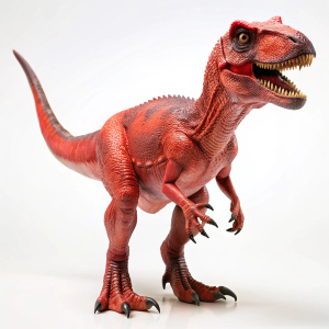create a High Quality :a red dinasor on white background

