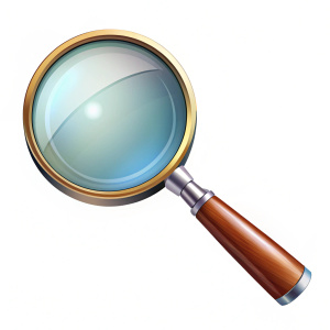 Realistic magnifying glass a white background