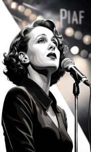 Young Edith Piaf Concert Poster. Black & White