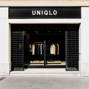 A detailed view of the Uniqlo online store. Minimalist design, featuring a variety of apparel in French. Clean layout, user-friendly interface.