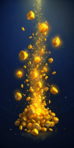 falling gold nuggets,  