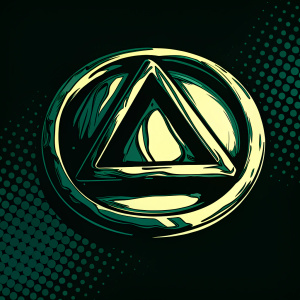 Gracie Barra logo. Contemporary design featuring metallic gold oval and embedded triangle. Against dark background