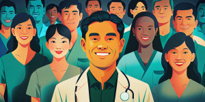 50 thai peopls smile whith a doctor