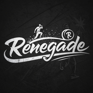 Dynamic and rebellious Renegade brand logo. White text on black background, graffiti-inspired font, eye-catching and memorable.